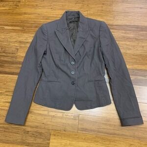 Elie Tahari Blazer Jacket Womens 6 Brown Fitted Career Office Wool Blend Cropped